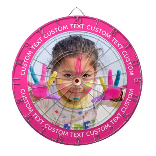 Custom Photo Dartboard & Text - PINK Surround Dartbord (Voorkant)