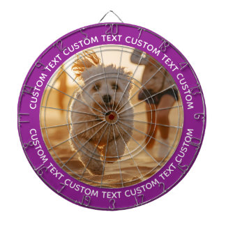 Custom Photo Dartboard & Text - PURPLE Surround Dartbord