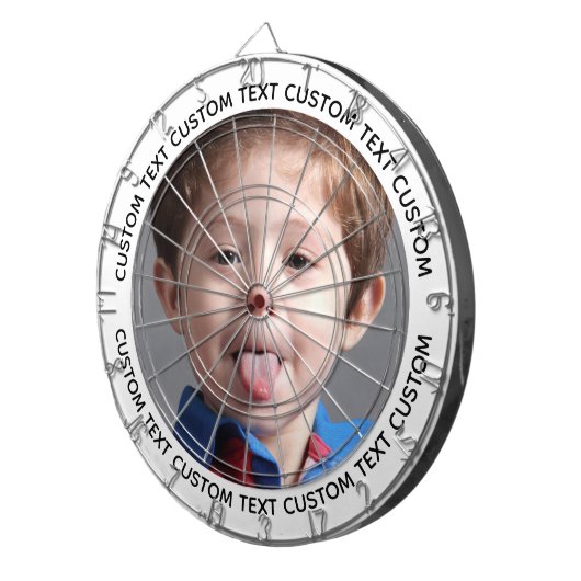 Custom Photo Dartboard & Text - WHITE Surround Dartbord (Voorkant Rechts)