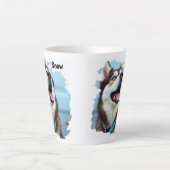 Custom Photo Dog Husky Name Blue Latte Mug (Devant)