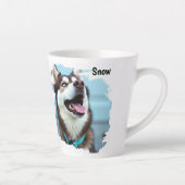 Custom Photo Dog Husky Name Blue Latte Mug Latte Mok (Rechts)
