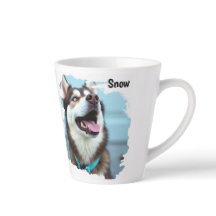 Custom Photo Dog Husky Name Blue Latte Mug