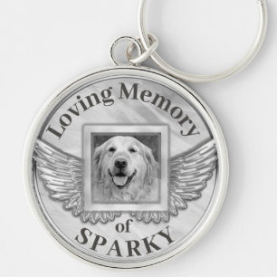 Custom Photo Dog Memorial Silver Sleutelhanger