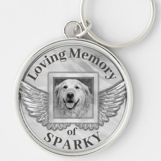 Custom Photo Dog Memorial Silver Sleutelhanger (Voorkant)