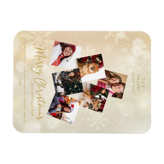 Custom Photo Family Christmas Tree Happy New Year Magneet (Horizontaal)