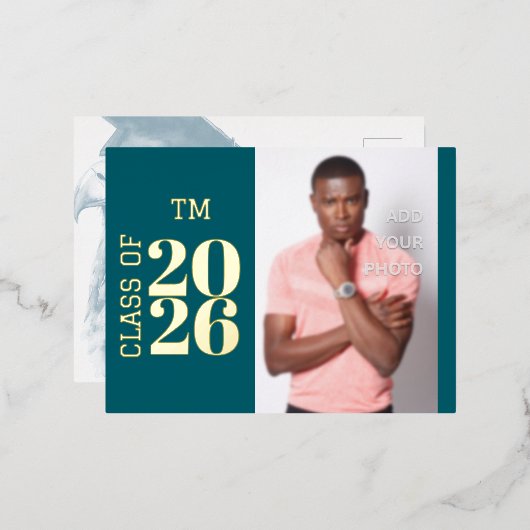 Custom Photo Foil Graduation Invitation Postcard Folie Uitnodiging Briefkaart (Voorkant / Achterkant)