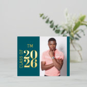 Custom Photo Foil Graduation Invitation Postcard Folie Uitnodiging Briefkaart (Staand Voorkant)