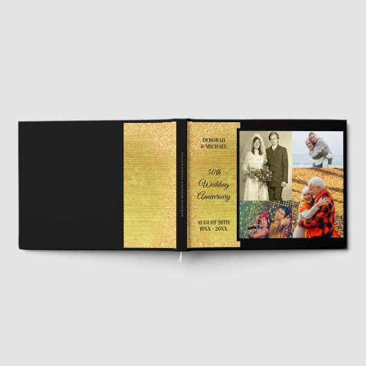 Custom Photo Gold 50e bruiloft Jubileum Gastenboek (Volledig)