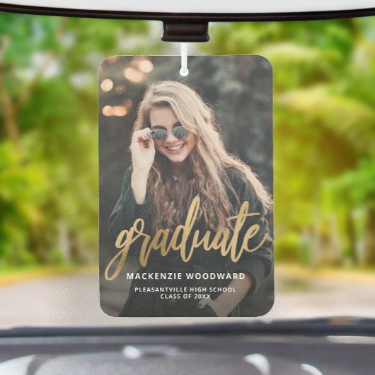 Custom Photo Gold Script Graduation Luchtverfrisser
