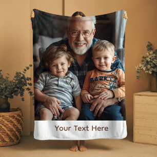Custom Photo Grandpa Blanket Sherpa Cozy Gift Idea Deken