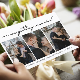 Custom Photo Hand Lettered Save the Date Briefkaar Uitnodiging Briefkaart