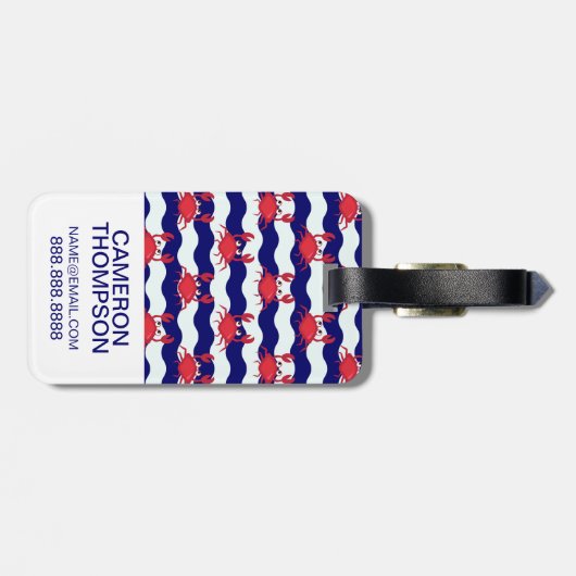 Custom Photo Happy Crabs Pattern Bagagelabel (Achterkant horizontaal)