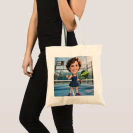 Custom Photo Head Padel/Pickleball Player Caricatu Tote Bag