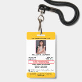 Custom Photo ID Badge for Kids with Emergency Cont (Front with Lanyard)
