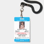 Custom Photo ID Badge for Kids with Emergency Cont (Front with Lanyard)