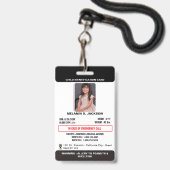 Custom Photo ID Badge for Kids with Emergency Cont (Front with Lanyard)