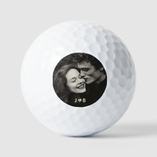 Custom Photo Initial Heart Monogram Couples Gift Golfballen (Voorkant)