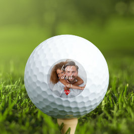 Custom Photo l Best Dad Ever & Cute Red Heart Golfballen