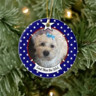 Custom Photo Lijst USA American Flag Patriotic Fun Keramisch Ornament