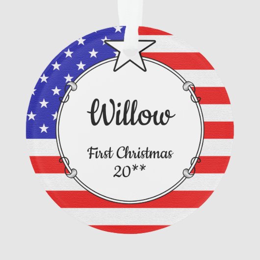 Custom Photo Lijst USA American Flag Patriotic Fun Ornament (achterkant)