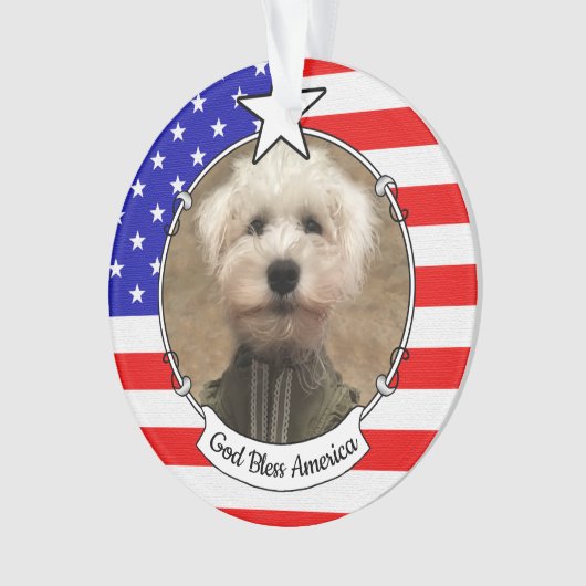 Custom Photo Lijst USA American Flag Patriotic Fun Ornament (voorkant)