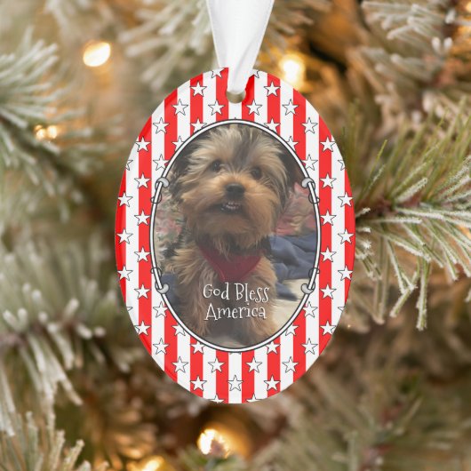 Custom Photo Lijst USA American Flag Patriotic Fun Ornament (Boom)