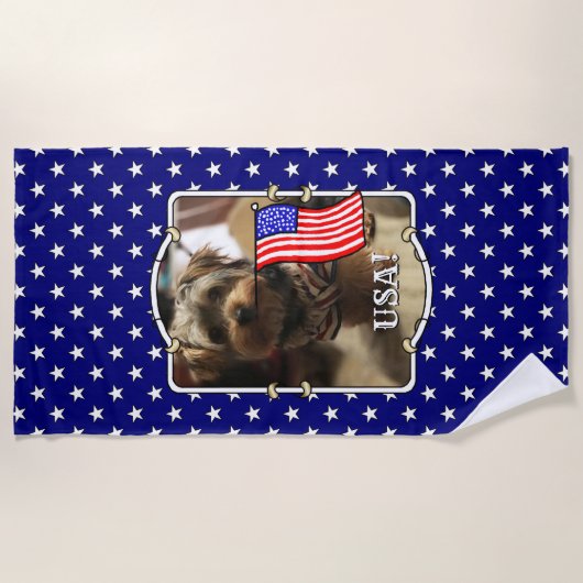 Custom Photo Lijst USA American Flag Patriotic Fun Strandlaken (Voorkant)