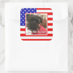 Custom Photo Lijst USA American Flag Patriotic Fun Vierkante Sticker