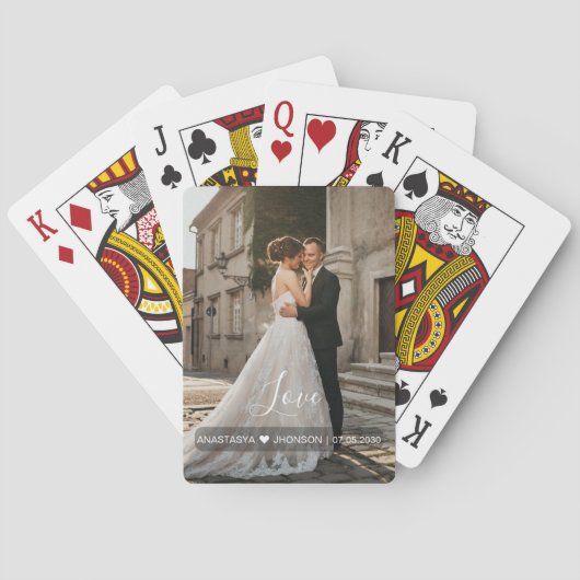 Custom Photo Love script Wedding favorieten Poker Pokerkaarten (Achterkant)