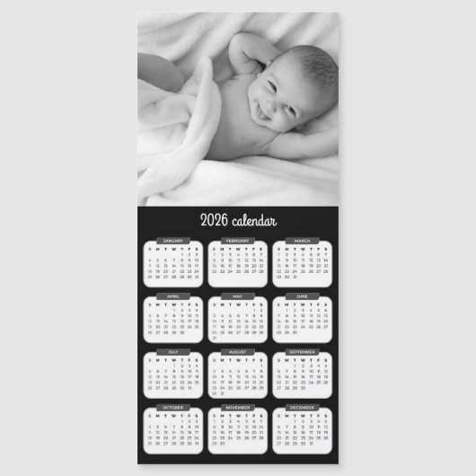 Custom Photo Magnet 2026 Calendar Card (Devant)