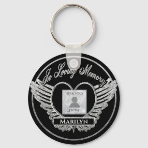 Custom Photo Memorial Heart Silver Sleutelhanger