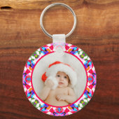 Custom Photo Merry Christmas Modern Colorful Sleutelhanger (Voorkant)
