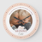 Custom Photo Message Best Grandma Ever Large Clock Grote Klok (Voorkant)