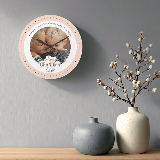 Custom Photo Message Best Grandma Ever Large Clock Grote Klok