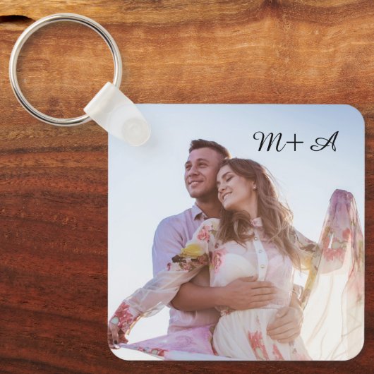 Custom Photo Monogram Sleutelhanger (Voorkant)