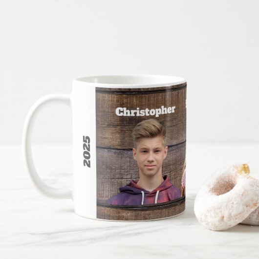 Custom Photo Mug 3 Photo Faces (Avec donut)