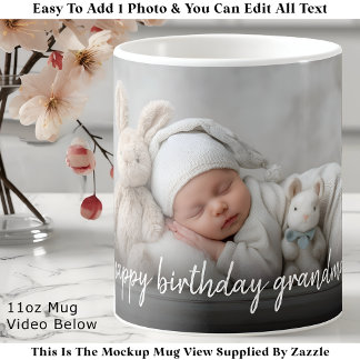Custom Photo Mug Grandma, Modern One Photo Easy