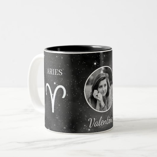 Custom Photo & Name Aries Zodiac Coffee Mug (Devant gauche)