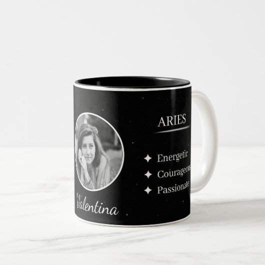 Custom Photo & Name Aries Zodiac Traits Mug (Devant droit)