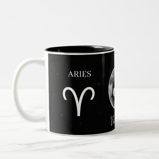 Custom Photo & Name Aries Zodiac Traits Mug (Gauche)