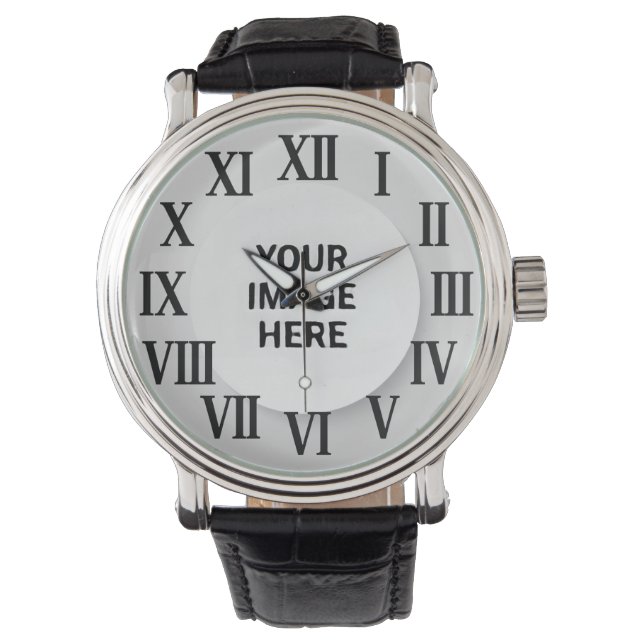 Custom Photo & Name Engraved Wristwatch  Horloge (Voorkant)