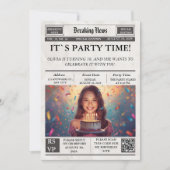 Custom Photo Newspaper Style Birthday Invitation (Devant)