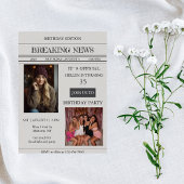 Custom Photo Newspaper Style Birthday Invitation