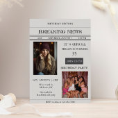Custom Photo Newspaper Style Birthday Invitation