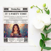 Custom Photo Newspaper Style Birthday Invitation