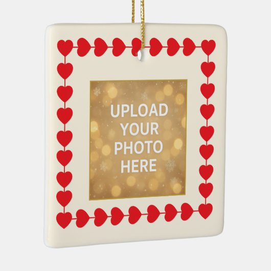 Custom Photo Ornament – Red Heart Frame  (Rechts)
