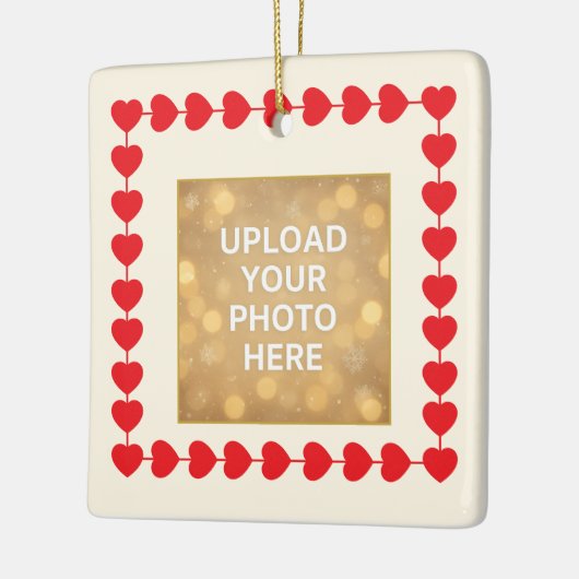 Custom Photo Ornament – Red Heart Frame  (Links)