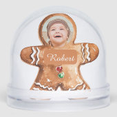 Custom photo personalized gingerbread man sneeuwbol (Voorkant)