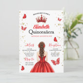 Custom Photo Red Royal Quinceañera Invitation (Debout devant)
