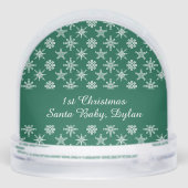 Custom Photo Santa Baby Snowflake Script Green (Arrière)
